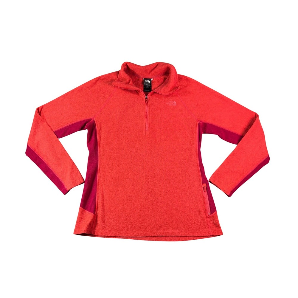 The North Face Womens L Red Pink TKA 100 Fleece Quarter Zip Pullover Jacket